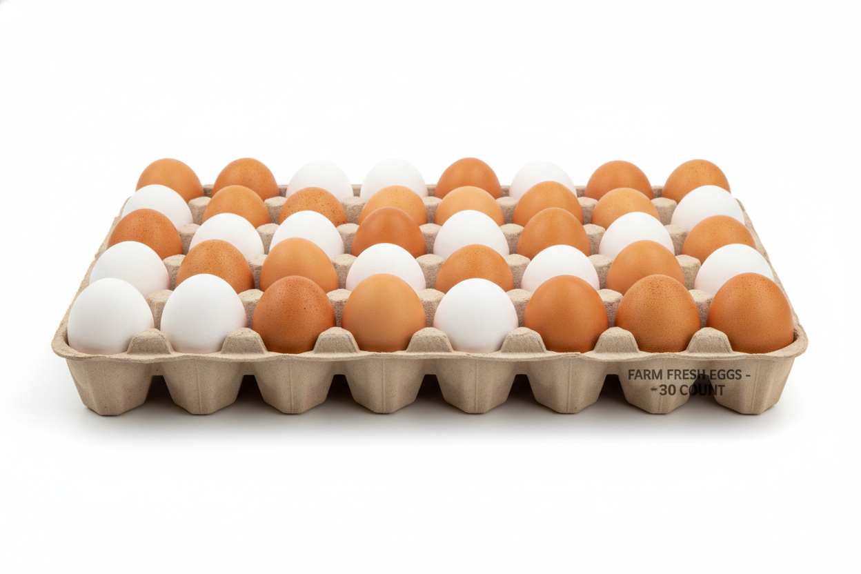 caja de huevos con 30 huevos